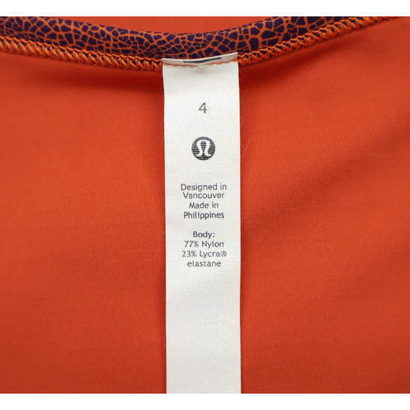 Lululemon Wunder Train Cropped Long Sleeve Crackle Glazed Vintage Orange Sz 4 - Picture 4 of 6
